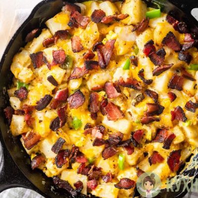 картошка с беконом и яйцами - быстрый завтрак